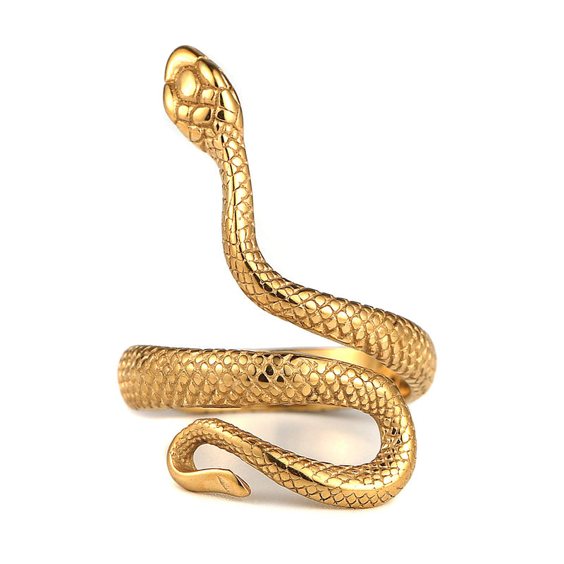 [Australia] - HZMAN Snake Ring Men Women Gothic Jewelry Retro Animal Fashion Personality Stainless Steel Ring Gold 6 