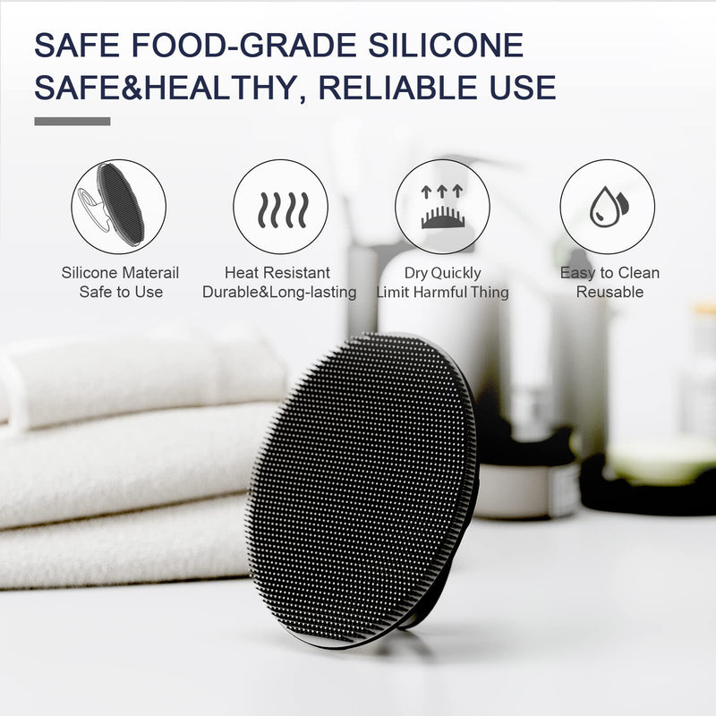 [Australia] - BEAUTAIL Silicone Body Scrubber Shower Bath Wash Brush Gentle Exfoliating Scrub Cleansing Loofah for Women Men Baby Sensitive Skin, Easy to Clean, Lather Nicely, More Hygienic, 1 Pack, Black 
