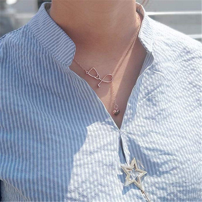 [Australia] - Dcfywl731 Silver Stethoscope Necklace Nurse Gifts for Women,Medicine Heart Pendant 26 A-Z Initial Letters Necklace Doctor Nurse Graduation Gift H-a:Rose Gold Necklace Earrings Set 
