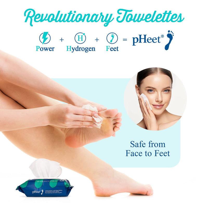 [Australia] - pH Select - pHeet Foot Wipes, Dry Feet Moisturizing Wipes, Foot Cleaner for Dirty Feet, Clean Wipes for Avoiding Foot Odor, Ideal for Cracked Heels and Flaky Skin, 72 Wipes 