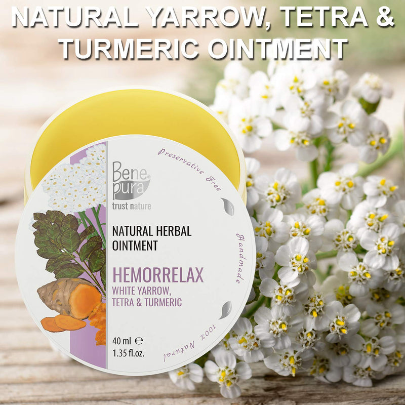[Australia] - BenePura Hemorrhoids Ointment - Natural Hemorrhoids Cream and Piles Cream - Soothes Burning, Itching and Discomfort - Hemmoroids Ointment - Haemorrhoids Cream - White Yarrow Treatment - 40 ml 