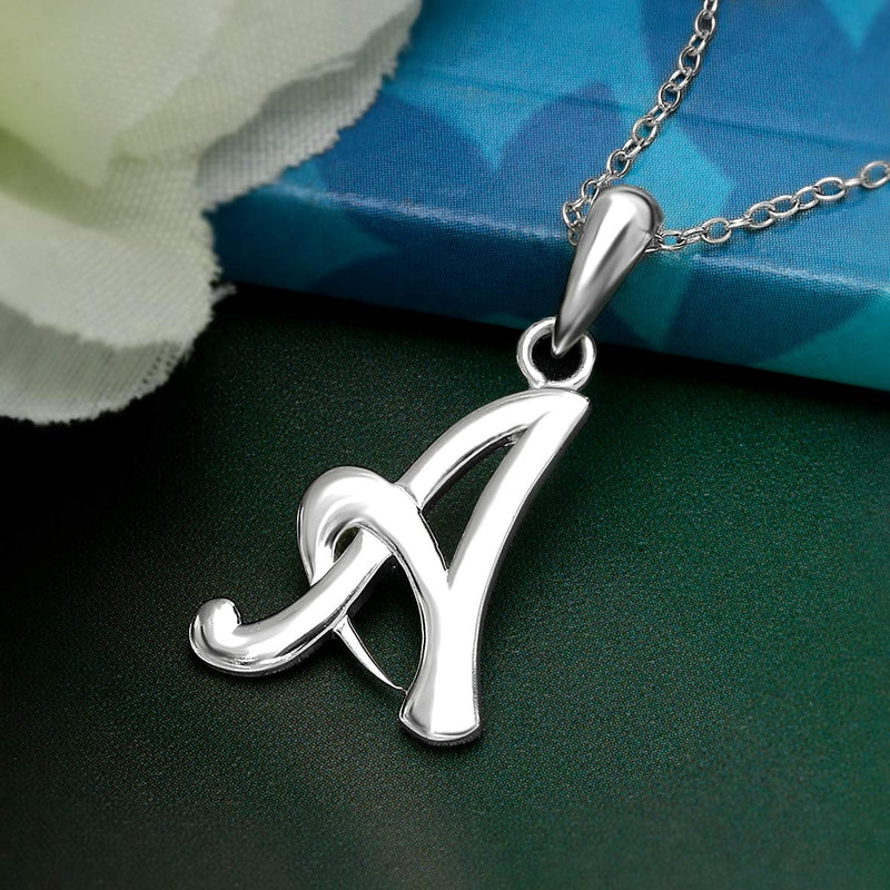 [Australia] - Sea of Ice Sterling Silver Initial Alphabet Letters Pendant Necklace from A-Z, 18 inch Letter - A sterling-silver 