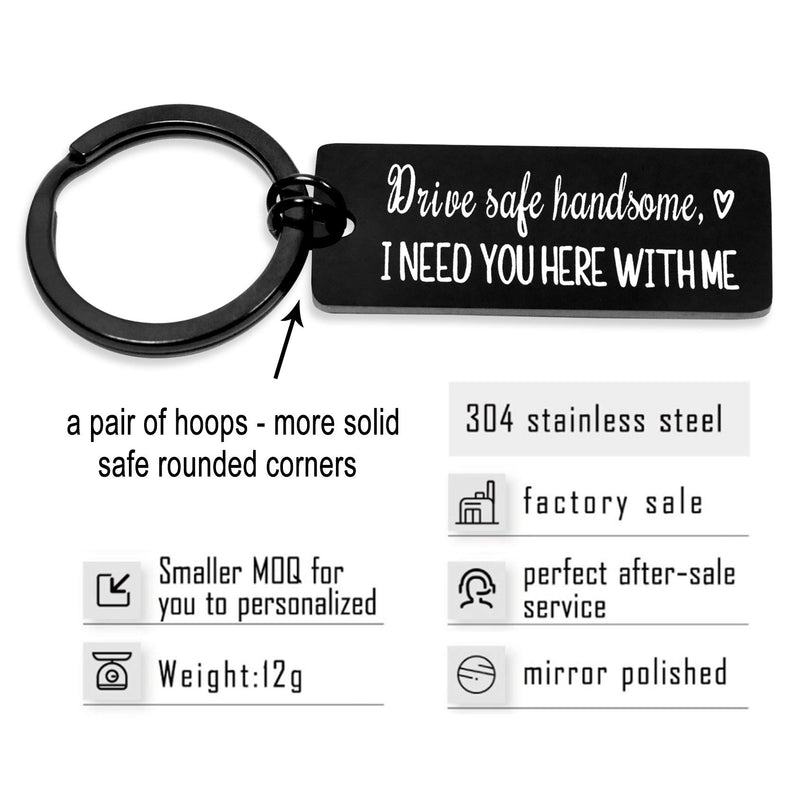 [Australia] - Drive Safe Keychain I Need You Here With Me for Husband Dad Boyfriend Gifts Valentines Day Father's day Birthday Gift Black Wider 