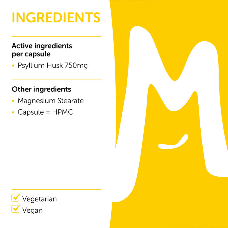 [Australia] - Psyllium Husk 750mg 120 Capsules | Fibre Supplement | High in Soluble Fibre | Digestion Support | Vegan UK Made | GMP Approved | MOBU 