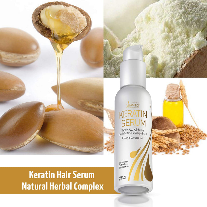 [Australia] - Vitamins Hair Serum Keratin Treatment - Biotin Collagen and Coconut Oil Hydrating Moisturiser for Frizzy Dry Damaged Hair - Anti Frizz Heat Protection for Curly Wavy or Straight Hair 