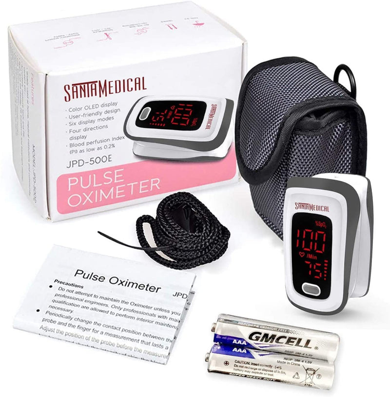 [Australia] - Fingertip Pulse Oximeter, Blood Oxygen Saturation Monitor (SpO2) with Pulse Rate Measurements and Pulse Bar Graph, Portable Digital Reading LED Display, Batteries and Carry Case Included 