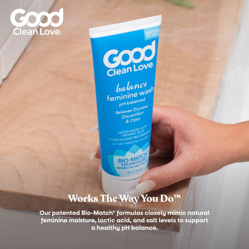 [Australia] - Good Clean Love Balance Moisturizing Wash, pH-Balanced Vaginal Soap for Women with Natural Ingredients, Gentle Cleansing Feminine Hygiene Product, Relieves Dryness & Reduces Odor, 8 Oz 
