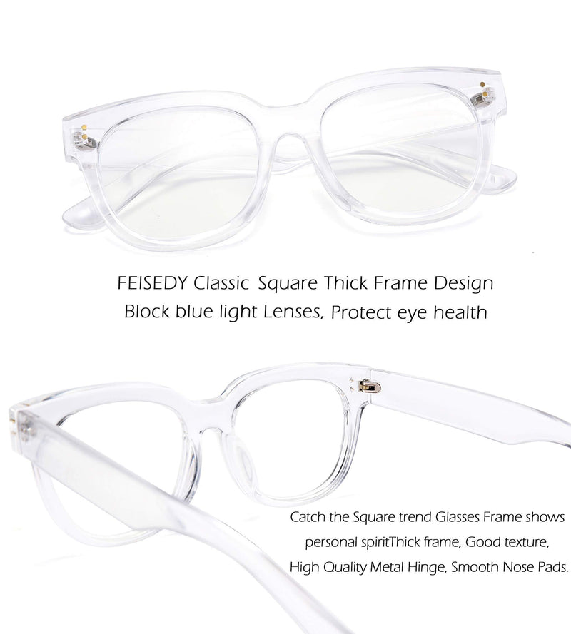 [Australia] - FEISEDY Retro Square Anti Blue Light Blocking Glasses Women Thick Oversized Computer Eyeglasses Double Metal Studs B2689 Mix 