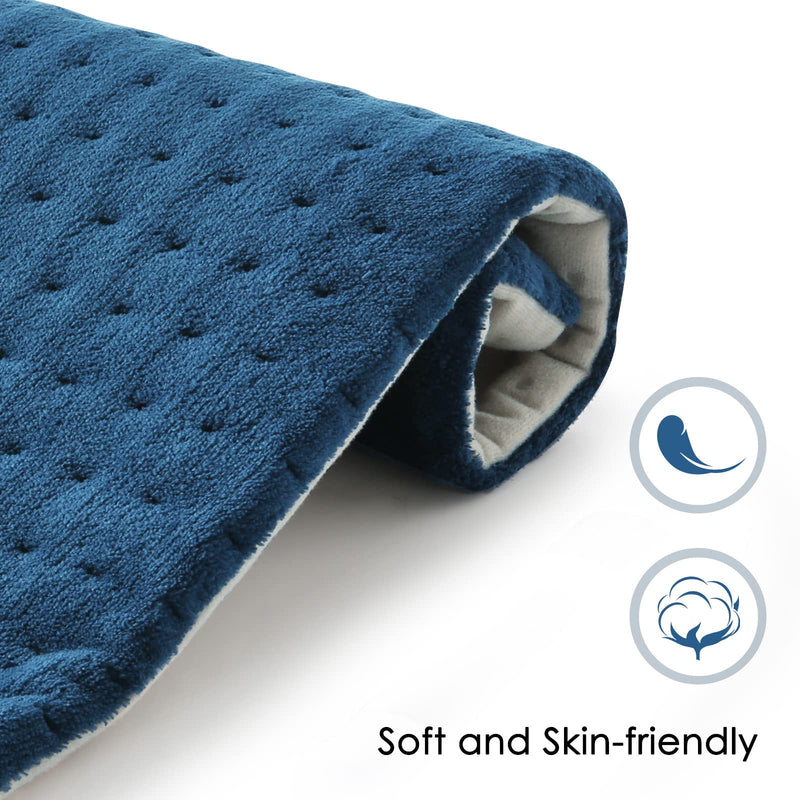 [Australia] - Heated Pad, Electric Heating Pad for Neck/Shoulder/Back/Knee, Heat Option of 6 Levels and Timer Settings Auto Shut Off, Wasbhable, 12" x 24" Blue 