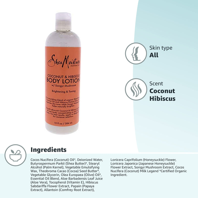 [Australia] - Sheamoisture Coconut & Hibiscus Body Lotion - 13 Oz (Packaging may vary) Coconut Hibiscus 13 Ounce (Pack of 1) 