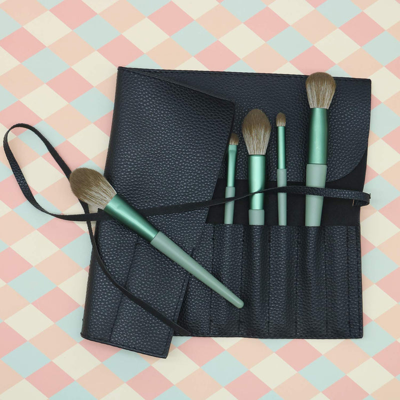 [Australia] - Makeup Brush Holder Organizer Brushes Rolling Case Pouch Holder Cosmetic Bag for Travel Portable Brushes Rolling Bag Brush Storage Pouch Case PU Leather with Belt Strap (Black) Black 