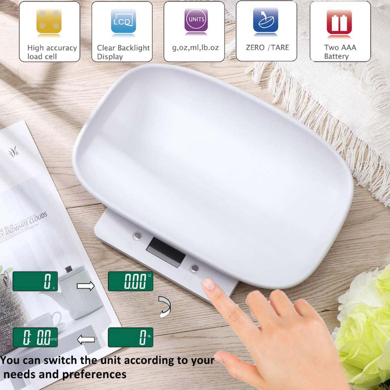 [Australia] - Digital Pet Weighing Scales Mini Cat Dog Scale, Multi-Function Puppy Scale, LCD Kitchen Scales Electronic Food Scales, Switchable g/lb/oz, Easy Clean for Hamster Bunny Bird Small Ainimal 10KG/22 lbs 