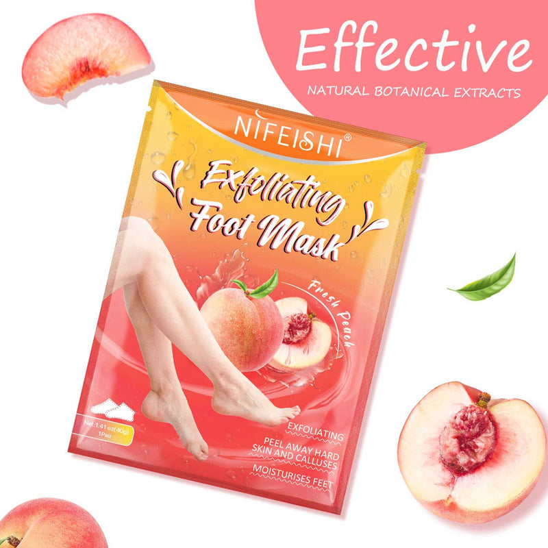 [Australia] - Foot Peel Mask 5 Pack, Peach Soft Callus Peeling Dead Skin Remover Exfoliating Socks Dry Rough Heels Treatment Beauty Feet Mask Natural for Men and Women Pink 