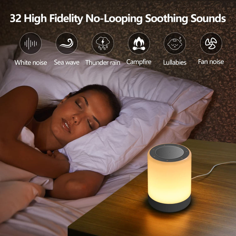 [Australia] - YYDSKIT White Noise Machine with Large Night Light, Sound Machine with 32 Soothing Sounds, Full Touch Control,Plug in, Auto-Off Sleep Timer for Baby Adults Kids Sleeping, Relaxing 