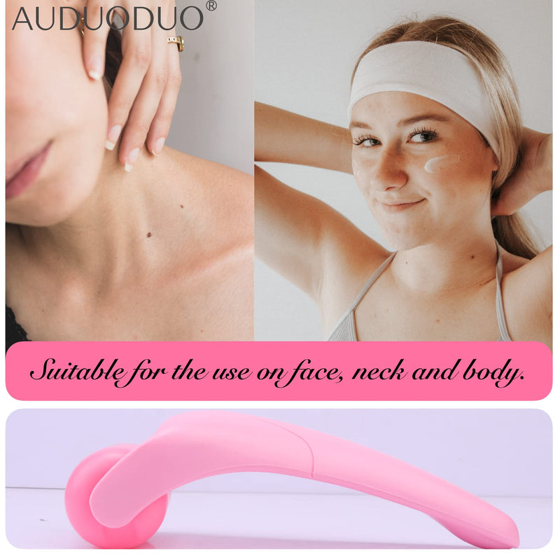 [Australia] - AUDUODUO� Premium skin care tool kit, Ice Roller for facials & GUA SHA facial lifting tool made of natural rose quartz, for Face, Neck, Body massage skin treatment PINK with Guasha 