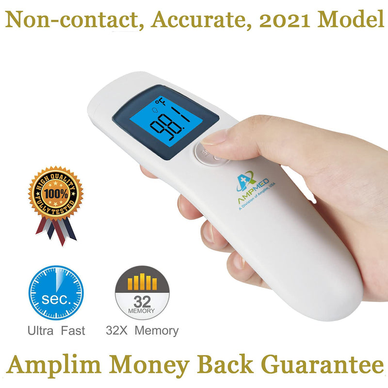 [Australia] - Amplim No Touch Forehead Thermometer | Non-Contact Medical Grade Digital Infrared Baby Thermometer for Kids Adults Infants Toddlers | Touchless Temporal Thermometer FSA HSA Eligible 