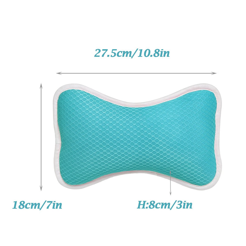 [Australia] - Comfortable Bath Pillow with Suction Cups, Supports Neck and Shoulders Home Spa Pillows for Bathtub, Hot Tub, Jacuzzi, Bathtub Head Rest Pillow Relax & Comfy - Blue 