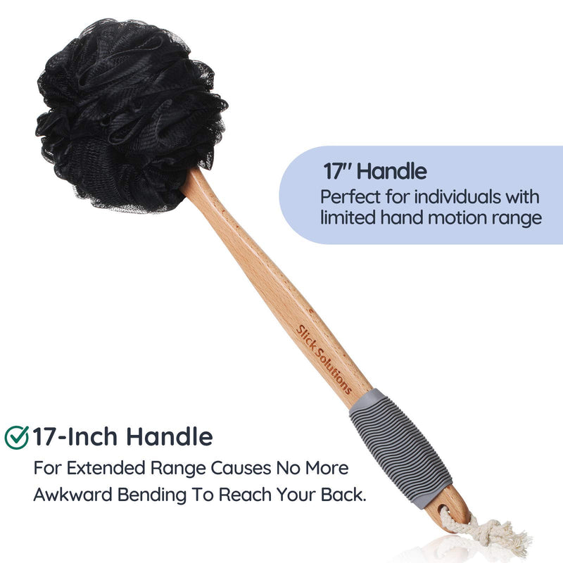 [Australia] - Slick- Loofah with Handle, Loofah Back Scrubber, Back Loofah, Loofah Brush with Long Handle, Loofah on A Stick, Shower Loofah with Handle, Shower Supplies, Loofah Scrubber, Loofah Back Scrubber 