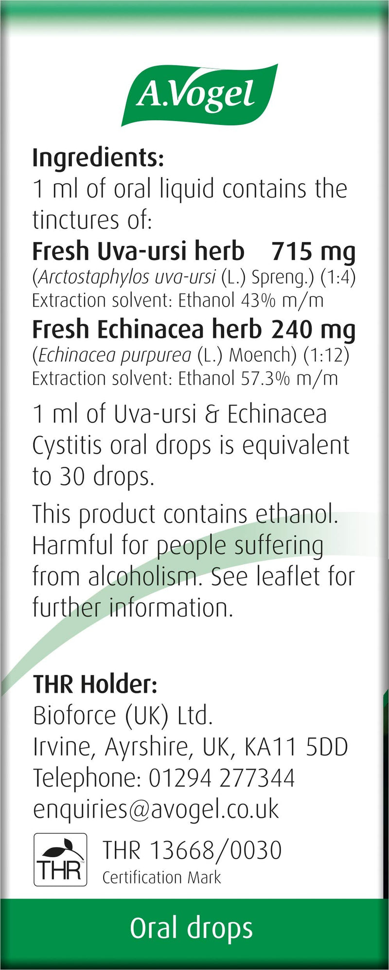 [Australia] - A.Vogel Uva-ursi & Echinacea Cystitis Oral Drops | Cystitis Treatment for Women | Relieves Minor Urinary Complaints Associated with Cystitis | 50ml 