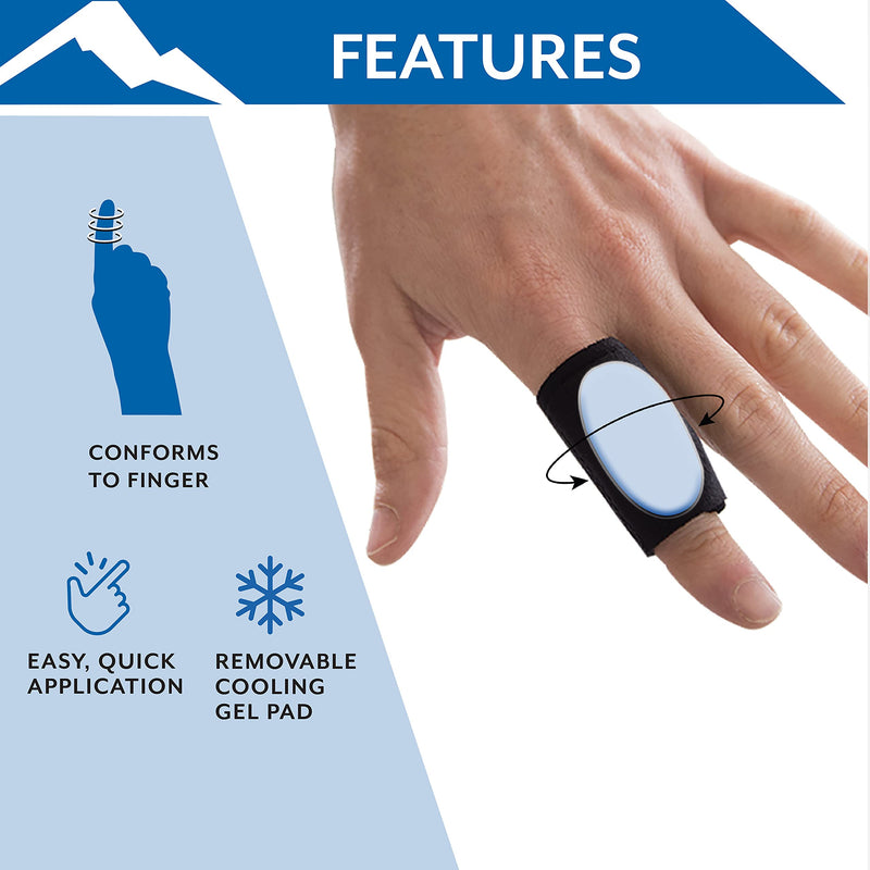 [Australia] - Polar Ice® Finger Sleeve, Universal Size – Patented Design Prevents Finger Joint Stiffness – Built-in Cooling Gel Pad – Designed to Support Sprains, Strains, & Sports Injuries 