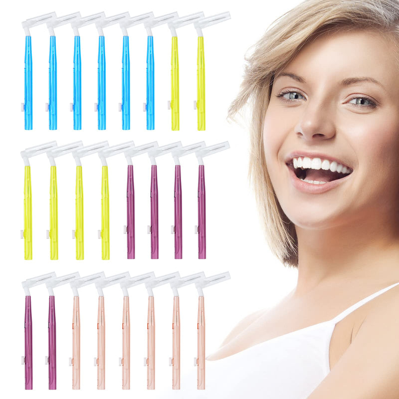 [Australia] - ACWOO Interdental Brushes, 24 Pcs Dental Brushes Toot Floss Set with 3 Removable Head, Flexible Oral Dental Hygiene Brush Tooth Cleaning Tool for Oral Cleaning & Care 