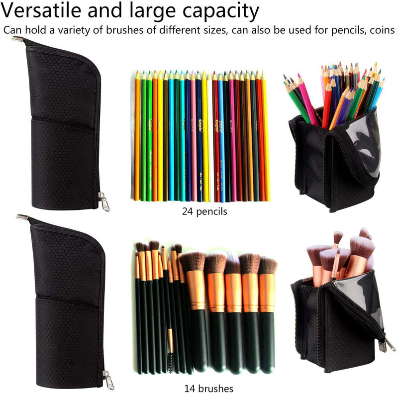 [Australia] - Makeup Brush Holder Organizer Bag Professional Artist Brushes Travel Bag Stand-up Makeup Cup Waterproof Dust-proof Brush Storage Pouch Case (Black) 1 Black Small 