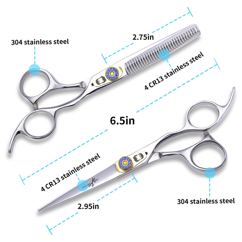 [Australia] - Hair Cutting Scissors Set,MASTER GO Professional Stainless Steel Hair Thinning/Texturizing Cutting Scissors Set, Hairdressing Shears Kit for Barber/Salon/Home, 8 PCS 8PCS Shears Set 