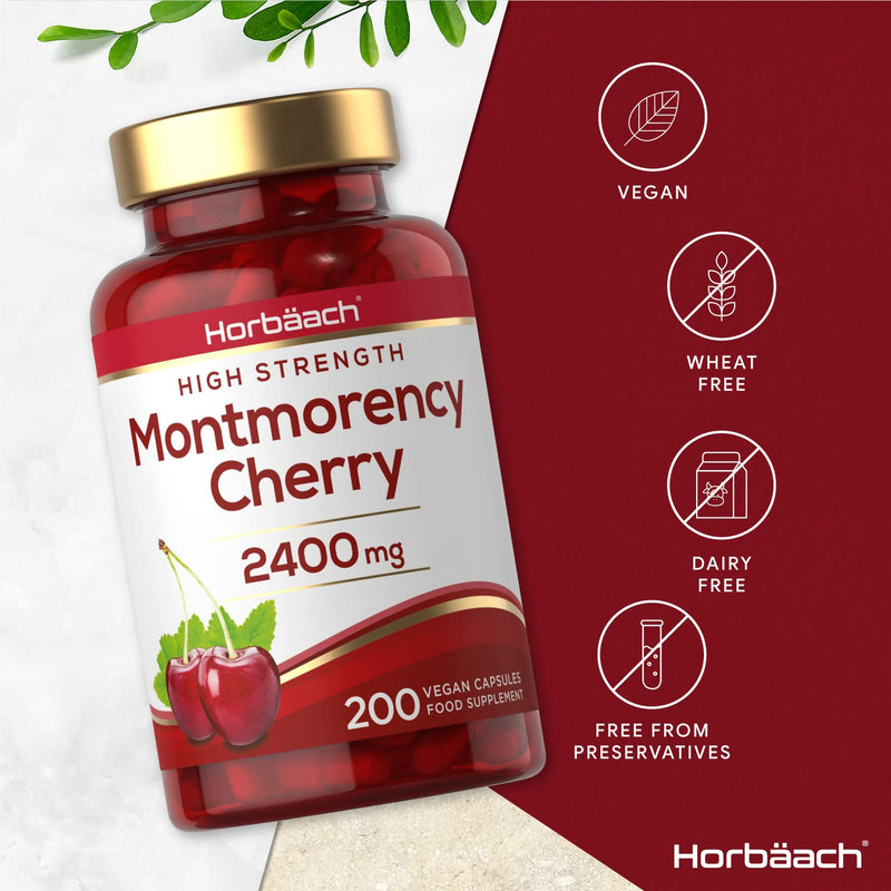 [Australia] - Montmorency Cherry Capsules 2400mg | 200 Count | Tart Cherry Extract | Vegan Concentrate | by Horbaach 200 Count (Pack of 1) 