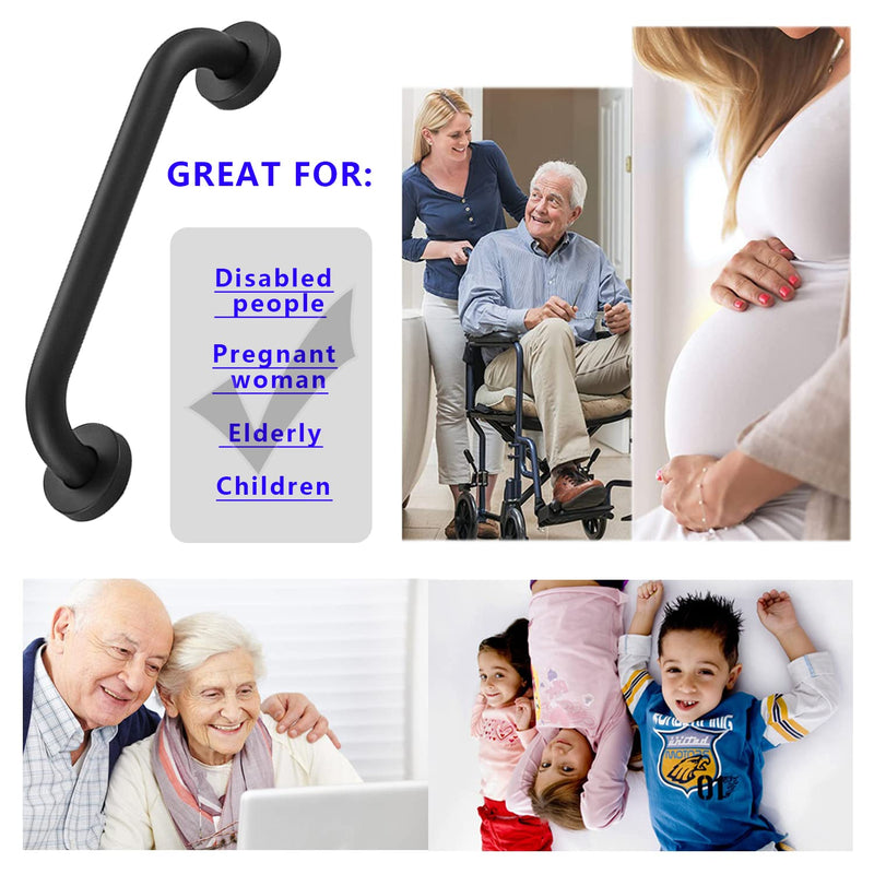 [Australia] - 12 Inch Bath Safety Hand Grab Rail, Oil Rubbed Black Anti Slip Hand Rail Support, Stainless Steel Bathroom Balance Bar, Handicap Elderly Injury Senior Assist Bath Handle,Wall Concealed Mount Handle 12 Inch (Pack of 1) Black (304) 