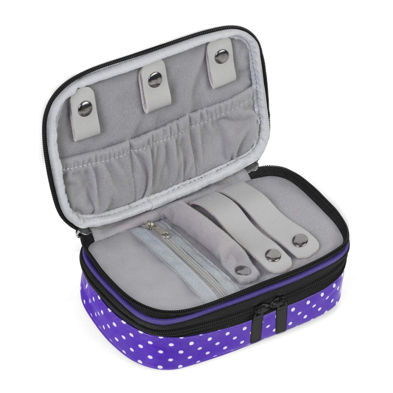 [Australia] - Teamoy Jewelry Travel Case, Jewelry & Accessories Holder Organizer for Necklace, Earrings, Rings, Watch and More, Roomy, Compact and Portable, Purple Dots Small 