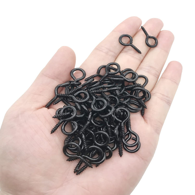 [Australia] - Screw Eyes, 1 Inch Metal Eye Hook, Zinc Plated Self Tapping Screw Hooks Ring, Eyelet Screws Black 120 Pcs 