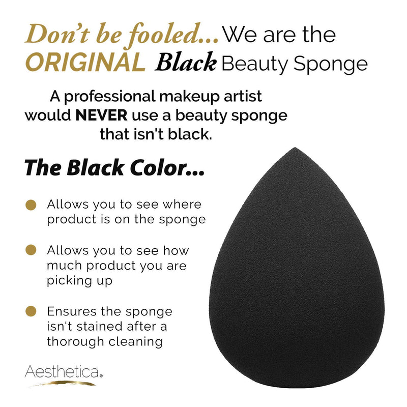 [Australia] - Aesthetica Cosmetics Beauty Sponge Blender - Latex Free and Vegan Makeup Sponge Blender - For Powder, Cream or Liquid Application - One Piece Make Up Sponge 