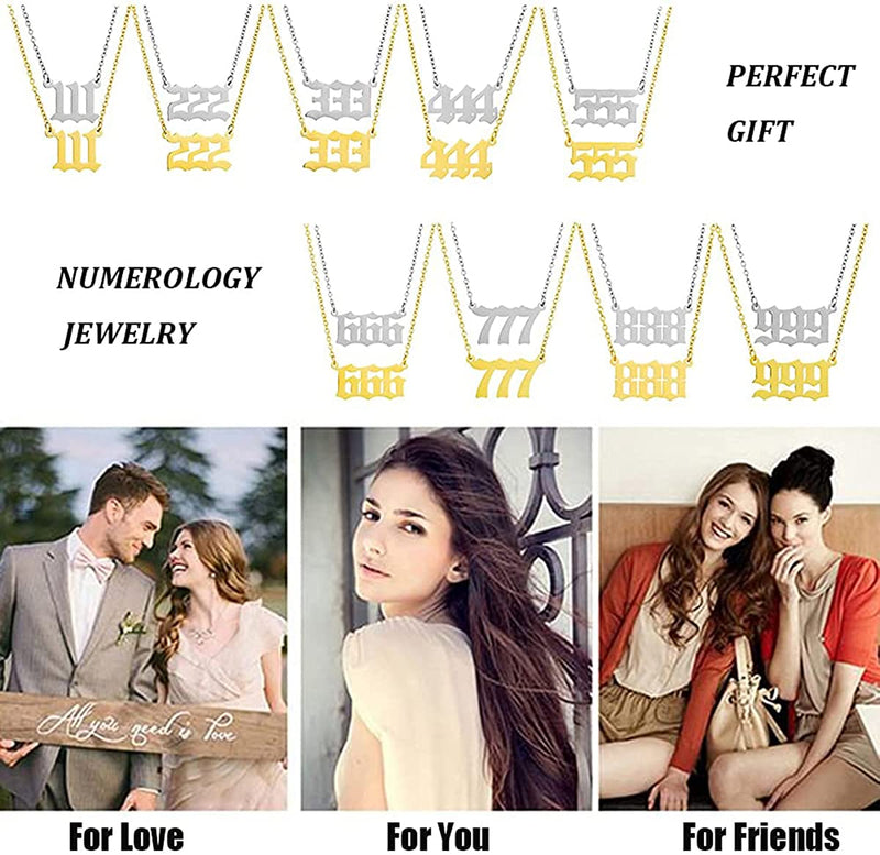 [Australia] - RWQIAN Angel Number Necklace For Women，Dainty Gold Plated Number 000 1111 111 222 333 444 555 666 777 888 999 Pendants Choker Chain Numerology Jewelry Necklace Gifts for Women Girls Angel Number Necklace 111 