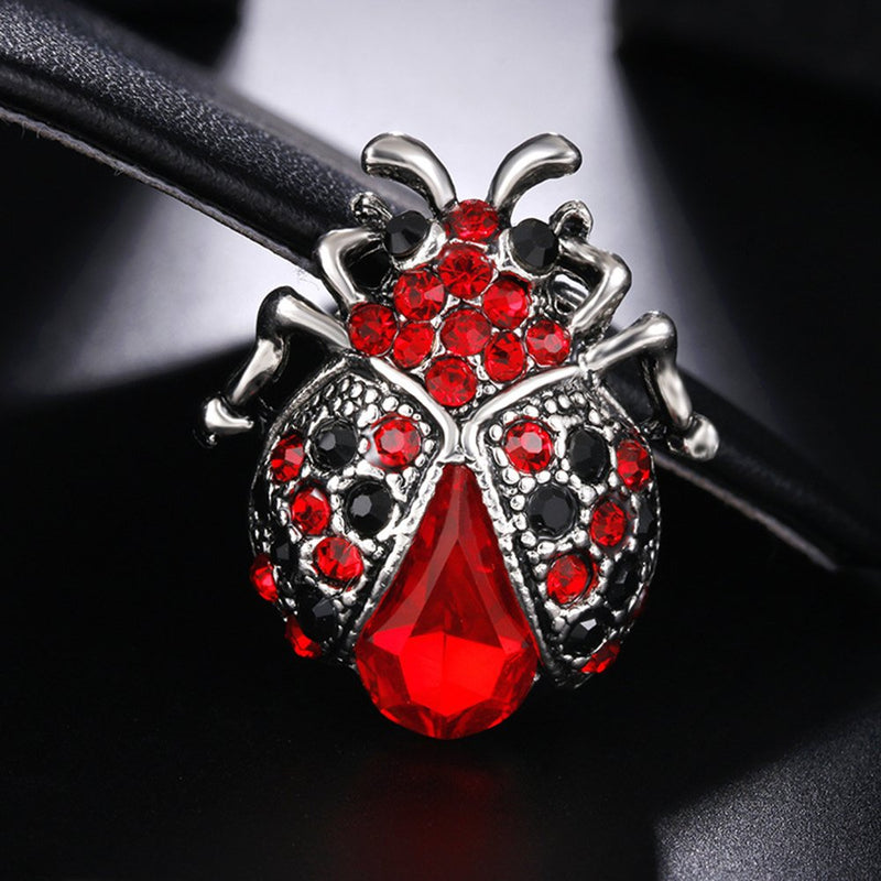 [Australia] - MINGHUA Red Crystal Rhinestone Ladybug Coccinella Beetle Brooch Pin 