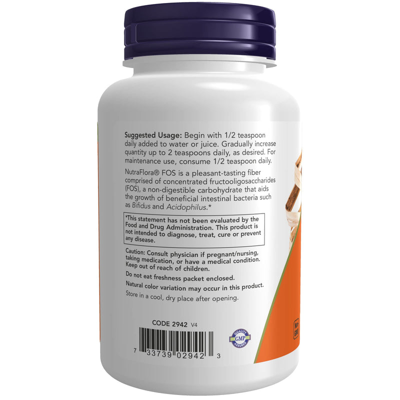 [Australia] - NOW Supplements, NutraFlora FOS (Fructooligosaccharides) Pure Powder, Prebiotic Fiber, 4-Ounce 1 