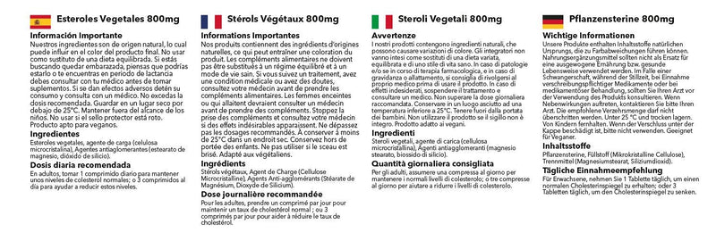 [Australia] - Plant Sterols 800mg | 120 Tablets = 4 Month Supply | Potent One-a-Day Formula | Vegan & Vegetarian Friendly | Proven to Naturally Lower Cholesterol | Manufactured in The UK 