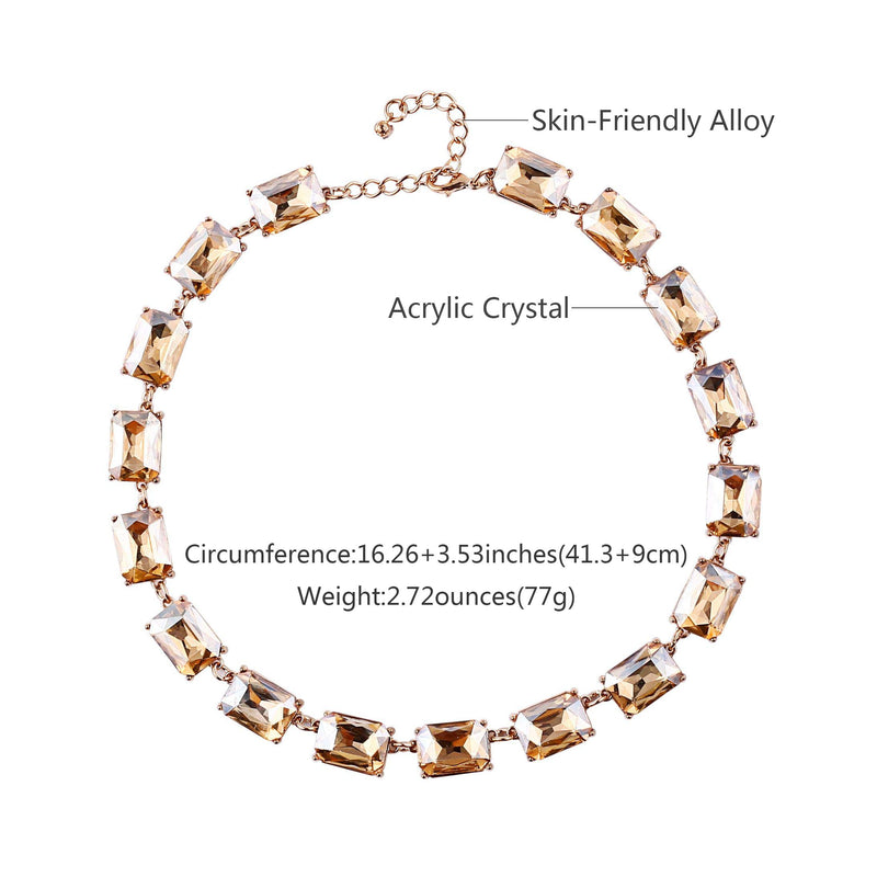 [Australia] - DL DiLiCa Women Statement Acrylic Crystal Necklace, Girl Novelty Costume Chain Bib Necklace Jewelry Champagne 