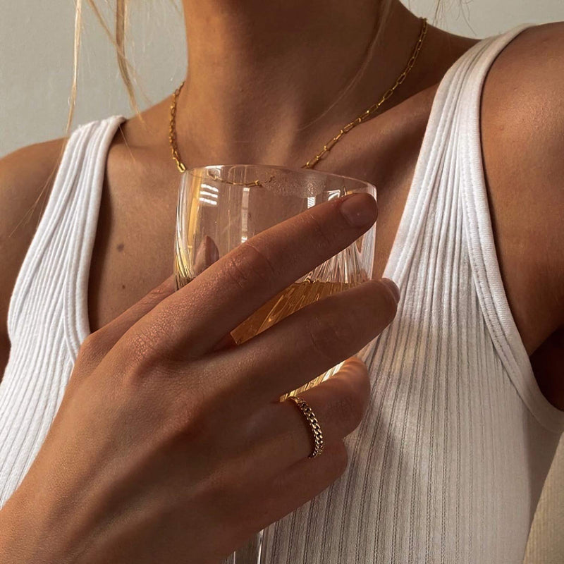 [Australia] - Paperclip Necklace,14K Gold Plated Oval Dainty Choker Chain Link Necklace for Women Girls B-Gold 16" choker + 7" bracelet 