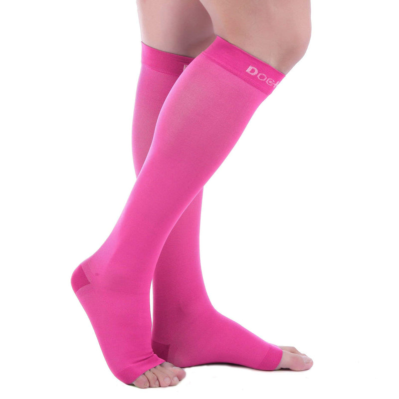[Australia] - Doc Miller Open Toe Compression Socks 1 Pair 15-20 mmHg Firm Support Pink Large Tall 