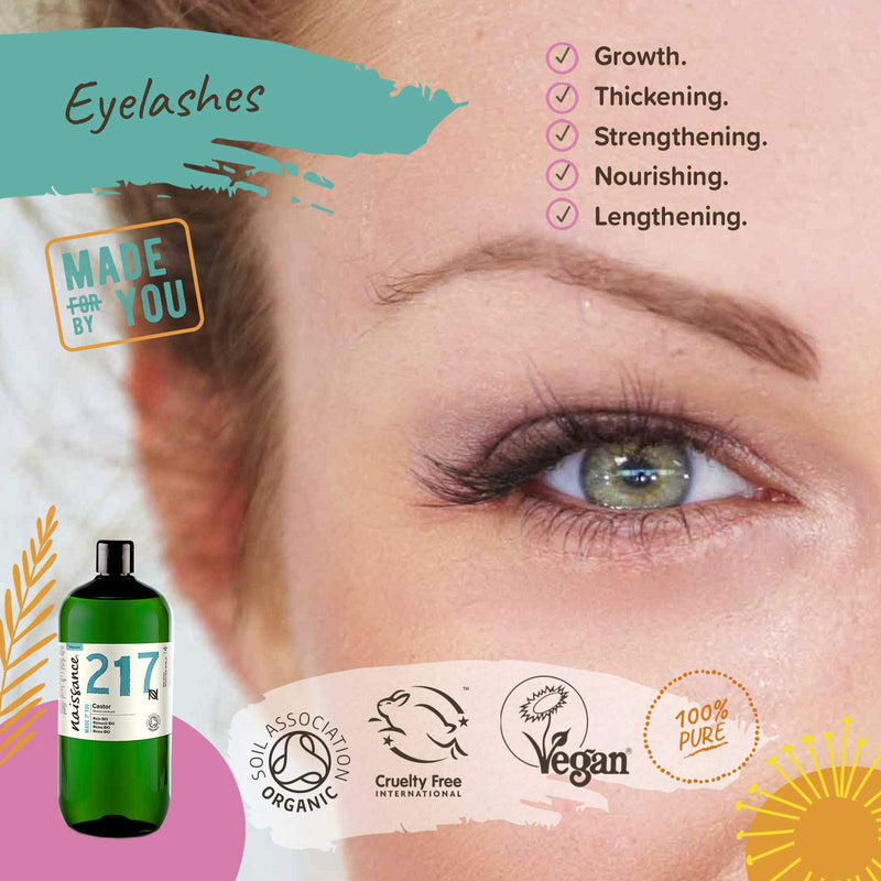 [Australia] - Naissance Certified Organic Castor Oil (no. 217) 1 Litre ‚Äì 100% Pure, Cold Pressed , Unrefined ‚Äì For Eyelashes, Hair, Eyebrows, Beard Growth, Nails, Skin, Massage ‚Äì Natural, Vegan, Hexane Free, No GMO 