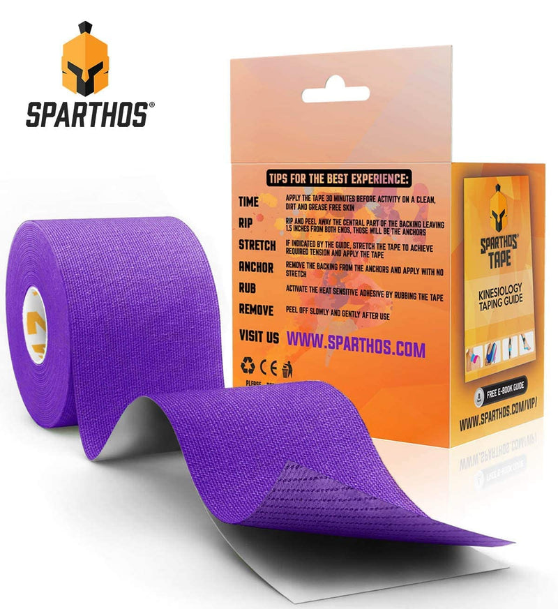 [Australia] - Sparthos Kinesiology Tape [Indigo Purple - 16.4ft Uncut Roll] x Ice Packs for Injuries [Size Medium + Cover] 