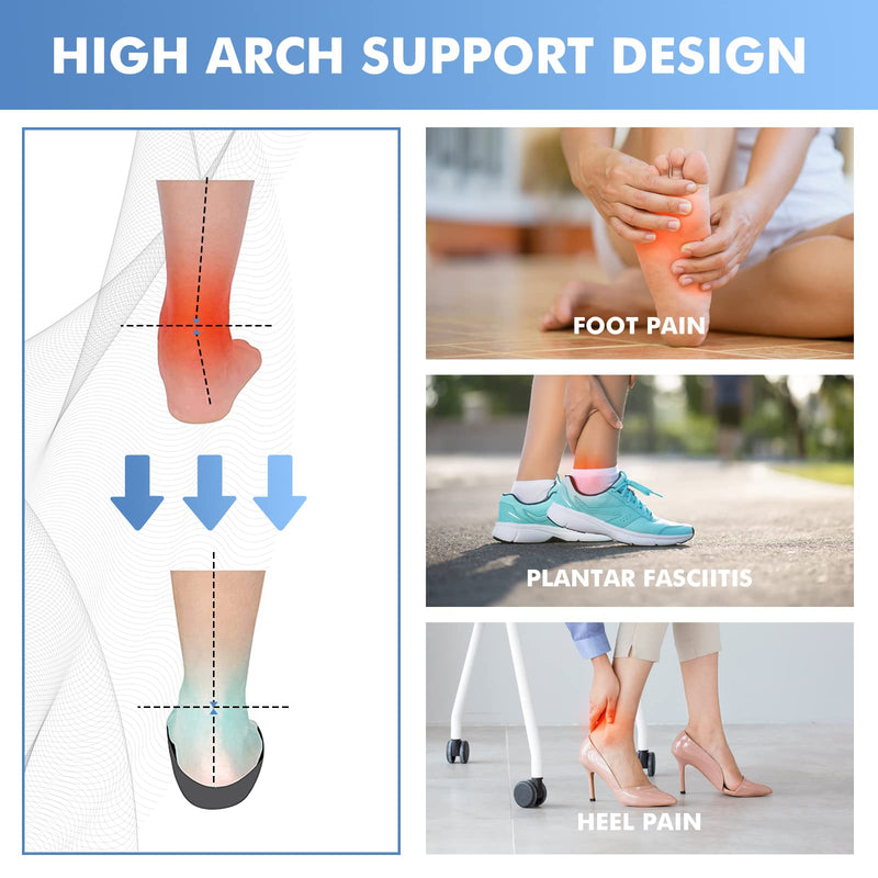 [Australia] - High Arch Support Insoles,Plantar Fasciitis Relief Shoe Inserts, Orthotic Shoe Inserts for Flat Feet, Anti-Fatigue Shoe Insoles, Suitable for Sports, Climbing, Ciking, Adventure, Daily Work.Blue S Blue S(Men 7-8.5/Women 8-9.5) 