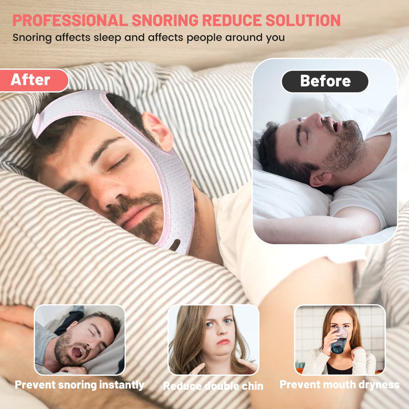 [Australia] - Anti Snoring Chin Strap Upgraded 2022, KUJAIS Snoring Solution Effective Anti Snoring Devices, Adjustable & Breathable Stop Snoring Chin Strap for Men and Women (White) White 