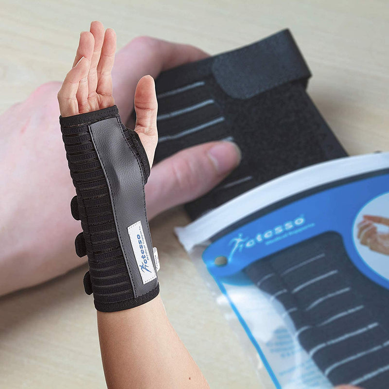 [Australia] - Actesso Breathable Wrist Support Brace Splint - Ideal for Carpal Tunnel, Sprains, and Tendonitis (Black, Medium Right) Black M (Pack of 1) 