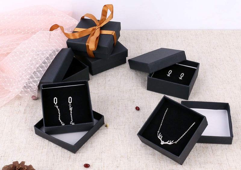 [Australia] - Kraft Jewelry Box, Dedoot Pack of 30 Square Cardboard Jewelry Gift Box 2.8x2.8x1.2 Inch Small Necklace Ring Earring Kraft Box for Jewelry Set with Velvet Cushion, Black 