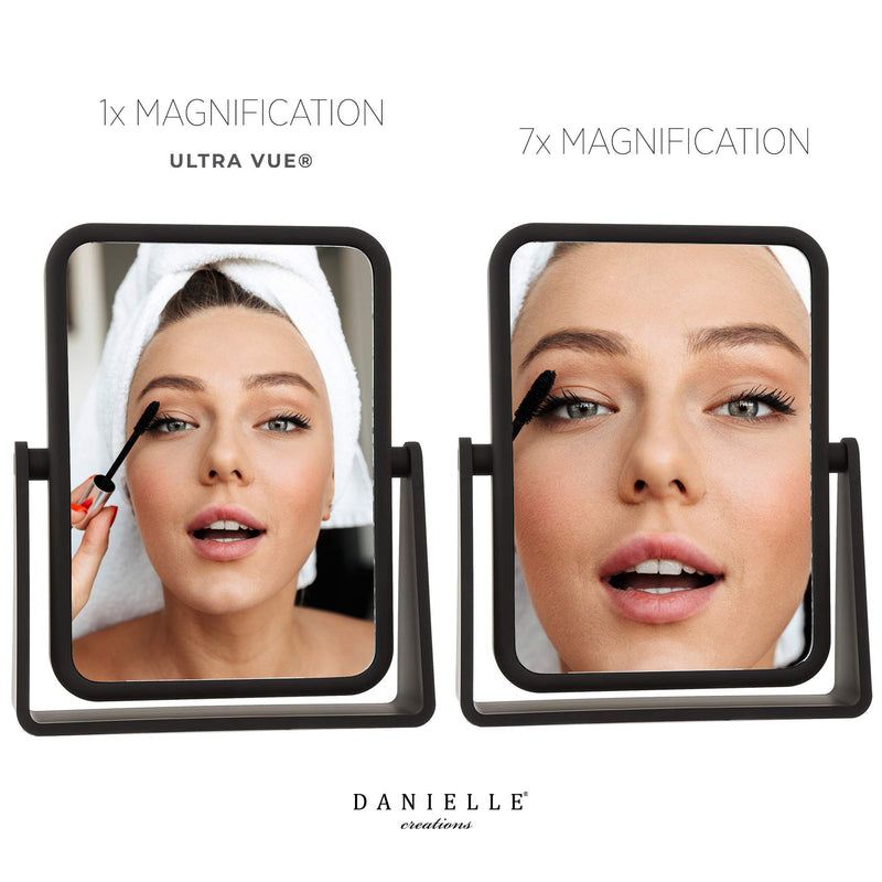 [Australia] - Soft Touch Rectangular Mirror by Danielle with 7X Magnification - Matte Black 