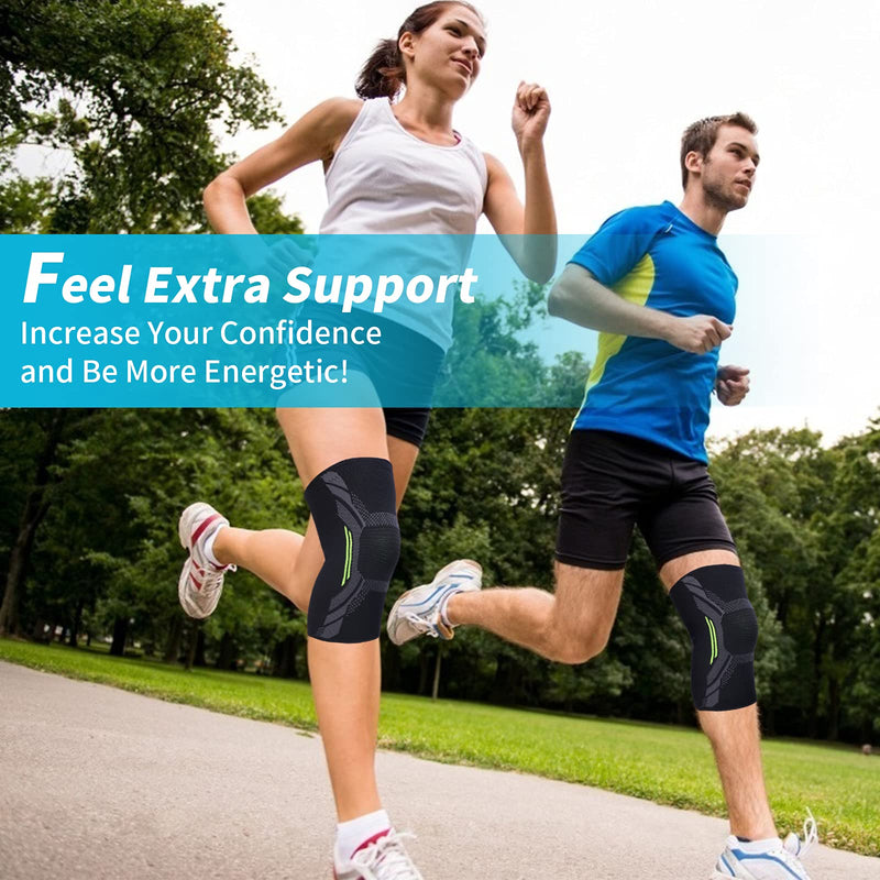 [Australia] - DARLIS 2 Pack Knee Braces for Knee Pain Men Women - Knee Compression Sleeve Support, Non-Slip Knee Brace for Running, Gym, Workout - High Stretch Knee Pads for Meniscus, ACL,Joint Pain L(18.6"-21.2") 