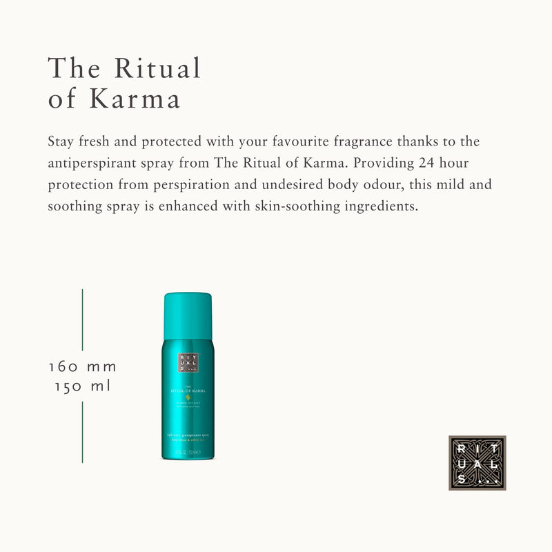 [Australia] - RITUALS Antiperspirant Deodorant Spray from The Ritual of Karma, 150 ml - With Summery Holy Lotus & White Tea - Calming & Soothing Properties with 24 Hour Protection 