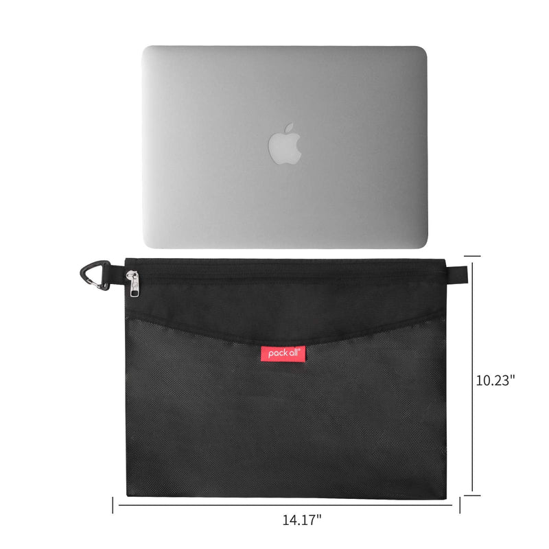 [Australia] - pack all Water-Resistant Material Zipper Pouch, Mesh Zipper Bags for Storage, Travel, Office (Black, Large) L Black 