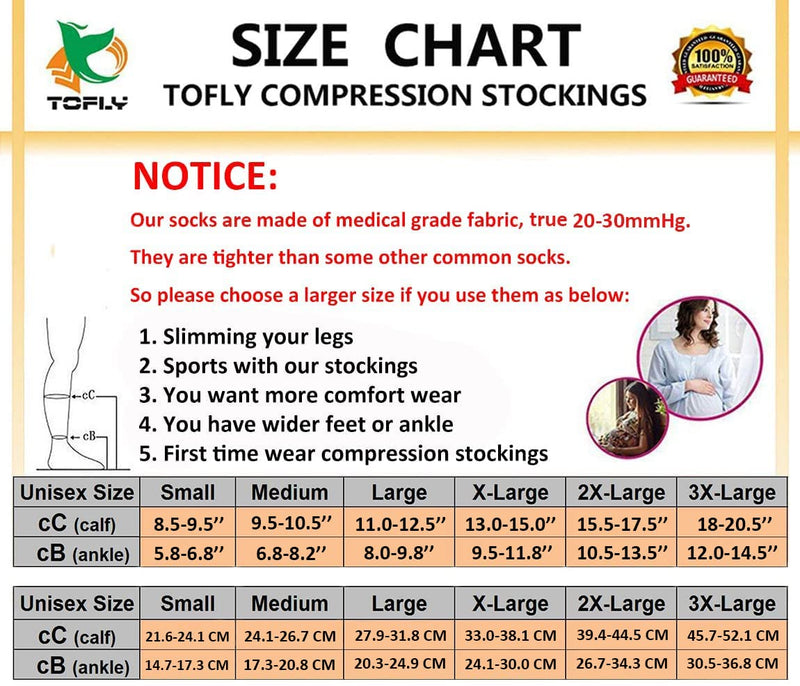 [Australia] - TOFLY® Medical Compression Stockings, 20-30 mmHg Knee High Compression Socks 3XL 20-30mmhg Open-toe Beige 
